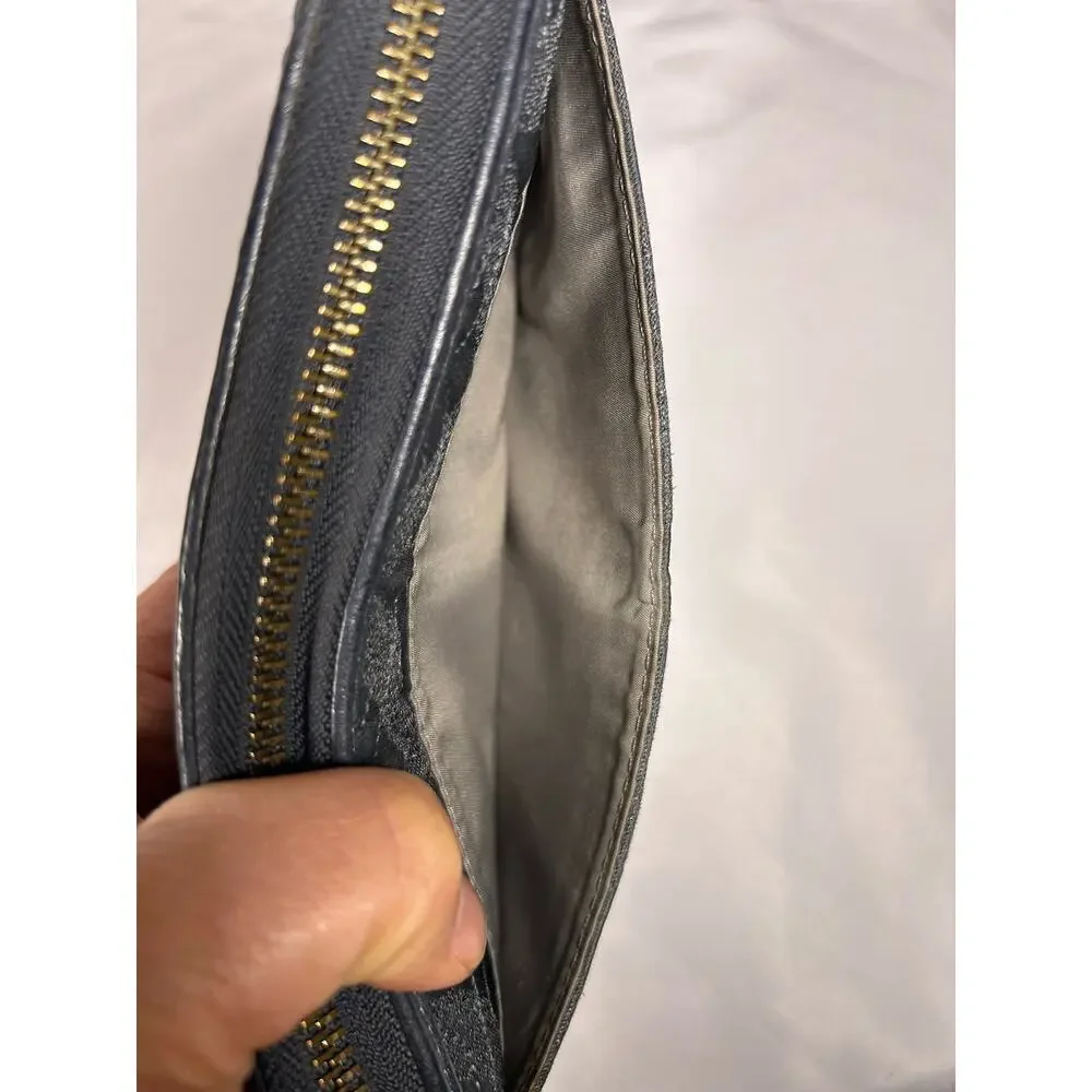 Coach Dark Gray Quilted Zip Around Accordion Wallet - Picture 6 of 6